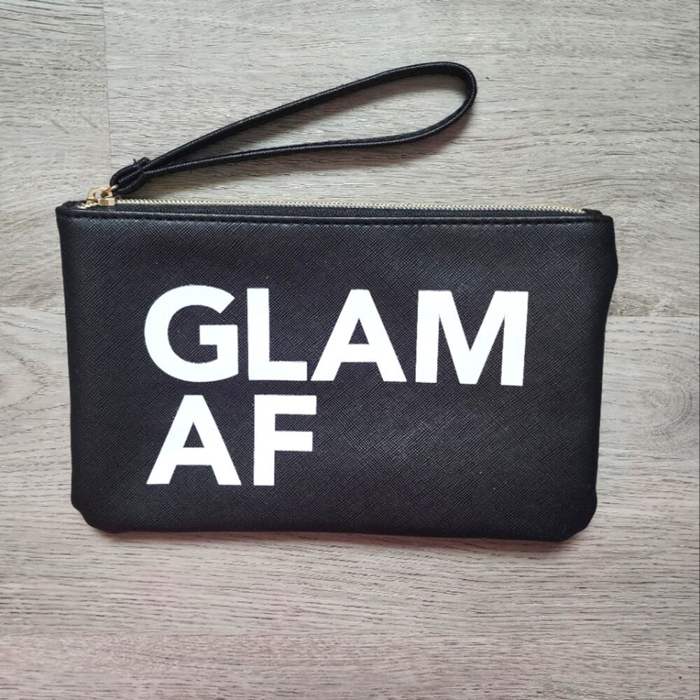 Crimes of Beauty 'Glam AF' Graphic Women's Zip Closure Wristlet Mini Handbag